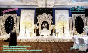 Nicro-ensemble de scène de mariage avec Statue de paon, décoration de scène, réception de mariage indienne, scène de thème rajwdi - Product Image 3