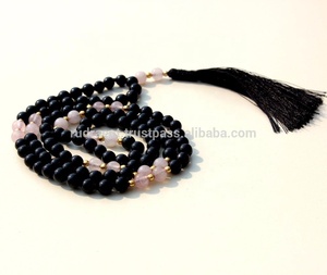 Piedras Ales สร้อยคอหินคริสตัลบำบัด,ลูกปัดหินควอตซ์ Mala มีพู่ทำจากผ้าไหมโบฮีเมียน - Product Image 3