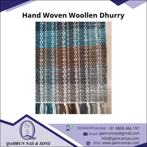 Tapis de sol Dhurry en coton personnalisés, design moderne, tissés à la main, antidérapants, adaptés aux animaux domestiques, ensembles pour salon, usage domestique hivernal, 100 % pure laine - Product Image 2