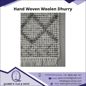 พรม dhurrie อินเดียงานสานด้วยมือดีไซน์แอบสแตรกสี่เหลี่ยมผืนผ้าสีเทาซักได้สำหรับตกแต่งห้องรับประทานอาหารจากอินเดีย - Product Image 4