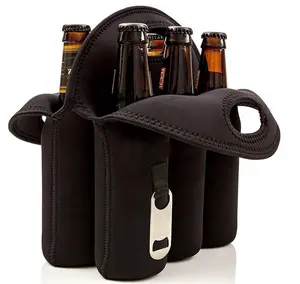 Custom single portable insulated neoprene wine bottle cooler tote bag