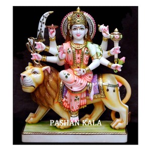 Statue de Durga Maa en marbre, faite à la main, magnifique - Product Image 1