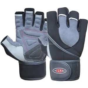 Guantes ajustables de levantamiento de pesas para hombre, guantes de entrenamiento para gimnasio, gruesos, acolchados, personalizados, en relieve, logo privado, venta al por mayor