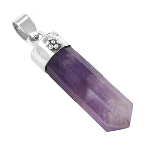 Pendentif crayon en argent Sterling 925 avec améthyste zircon cubique Style mignon pendentif pierre de naissance pour les bijoux de cadeau de fête des femmes - Product Image 1