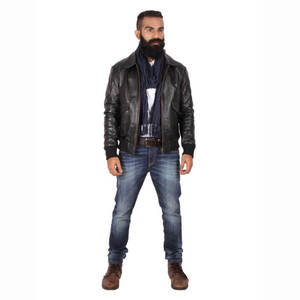 Blouson en cuir aviateur pour homme, veste de pilote classique, mode hiver - Product Image 3