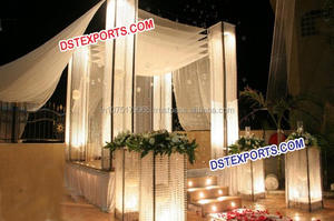 Juego de Mandap de cristal de boda dorado Mandaps de cristal brillante para decoraciones de bodas reales - Product Image 3