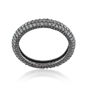 Pave Diamonds hecho a mano banda de plata anillo de moda joyería - Product Image 1
