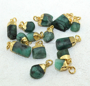 Pendentif en pierre Emarald naturelle, bijoux de connecteurs, 100 pièces - Product Image 1
