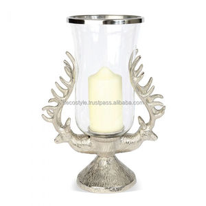 <b>Silver</b> Antler Hurricane <b>Candle</b> <b>Holder</b> - Product Image 5