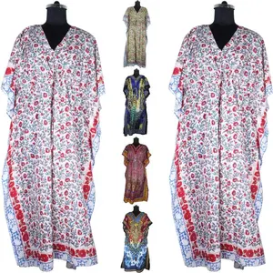 Caftano lungo stampato in cotone stile Vintage produttore di abbigliamento da donna Designer Kimono in cotone indiano caftano lungo e corto