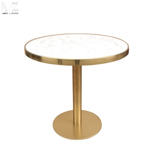 Muebles de diseño nórdico para el hogar, mesa de comedor y acero inoxidable redondo blanco de mármol, Base dorada, estilo sencillo de lujo para restaurante - Product Image 6