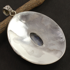 Formal profesional estilo Vintage 925 plata esterlina nuevo solitario colgante Natural RAINBOW MOONSTONE piedra preciosa - Product Image 2