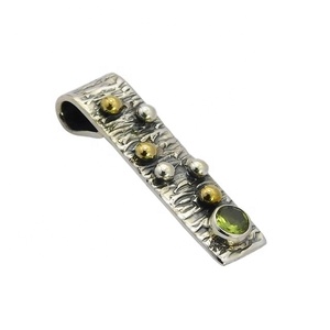 Wholesale Custom Jewelry Solid 925 Sterling Silver <b>Peridot</b> Gemstone Two Tone <b>Pendant</b> Fine Jewelry <b>Pendants</b> & Charms - Product Image 1