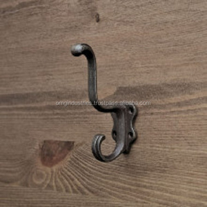 Achetez en gros : Patère murale double en fonte pour chapeaux et manteaux, petite, finition noir antique, avec rail - Product Image 3