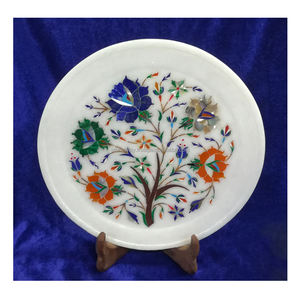 Blanc Plaque De Marbre Avec Incrustation Conception - Product Image 1