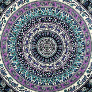 Manta de Cama de Algodón Personalizable Hecha a Mano con Estampado de Mandala Estilo Marroquí Vintage, Tapiz Estampado para Decoración de Dormitorio, 72 Pulgadas - Product Image 3