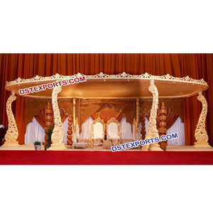 Mandap de Madera Tallada para Bodas Indias, Moderno, Ligero, Color y Tamaño Personalizables, Diseño Tradicional de Última Generación - Product Image 1