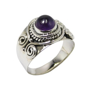 Dernière conception bague améthyste violette prix de gros 925 argent éternité bague vermeil femmes fournisseur de bijoux de mode - Product Image 1