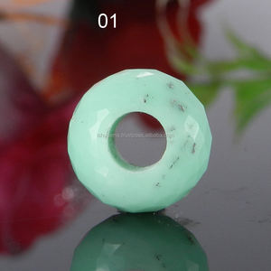 Cuentas de jaspe de crisoprasa natural Agujero grande Roundel Facetado 14x8x5,5mm Verde IG9832 - Product Image 1
