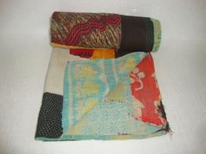Fine Vintage Kantha Quilt Hand-Stitched 100% Cotton Bohemian Bedding <b>Bedspread</b> Blanket Throw Handmade All-Season Hotel Home Use - Product Image 2