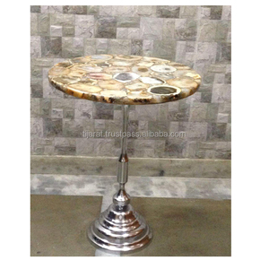 Mesa de centro de ágata, mesita de centro de METAL, lateral - Product Image 1