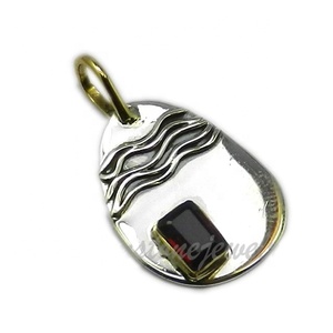 Colgante de Plata de Ley 925, joyería fina Vintage, corte esmeralda de dos tonos desigual, corte esmeralda, corte esmeralda - Product Image 1
