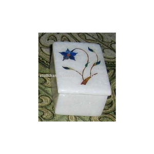 White Marble Inlay Modern <b>Floral</b> Pattern Decorative <b>Box</b> Handmade Rectangle Shape Creative Design Jewellery Storage <b>Box</b> Gift - Product Image 1