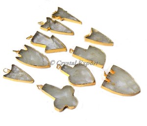 Crystal Quartz Mix Shape Electroplated Pendants - Product Image 1