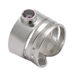 Anillo de piedras preciosas de amatista de Plata de Ley 925, anillo de diseñador, joyería, anillo de moda para compromiso de boda o fiestas para unisex. - Product Image 1