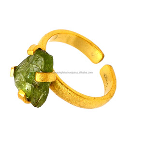 Bijoux élégants en argent sterling 925 Bague d'apatite brute Bagues en pierres précieuses plaquées or Grossiste Fabrication Casa De Plata - Product Image 1