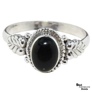 Anillos de plata de ley 925 con forma ovalada de felpa, joyería de piedras preciosas de ónix negro, joyería de plata de moda - Product Image 4