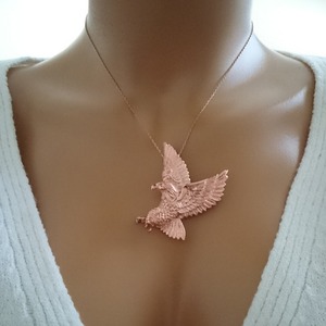 Csja — collier pendentif aigle 3D en or massif 14K, bijou fin turque, Collection de vie naturelle, pour unisexe, neuf, 585 - Product Image 3
