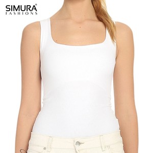 SIMURA เสื้อแขนสั้นผู้หญิงคอเหลี่ยมถักนิตติ้งสีพื้นเรียบง่ายความยาวปกติ - Product Image 5