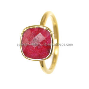 925เงินสเตอร์ลิงย้อมทับทิมพลอยทอง Vermeil แหวน - Product Image 1