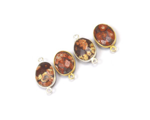 Jasper Hermosa piedra preciosa natural Joyería hecha a mano Forma ovalada con bisel chapado en oro Piedra natal Conector bohemio - Product Image 5