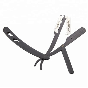 Maquinilla de afeitar de barbero, cuchillas rectas negras, navaja de afeitar, navaja de bolsillo plegable, corte fino - Product Image 2