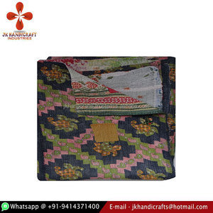 Jaipuri Kantha ผ้านวมผ้าฝ้ายถักมือสำหรับตกแต่งบ้านของแท้สไตล์อินเดีย - Product Image 1