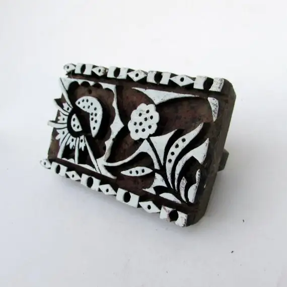 인도 나무 손 조각 섬유 인쇄 직물 블록 우표