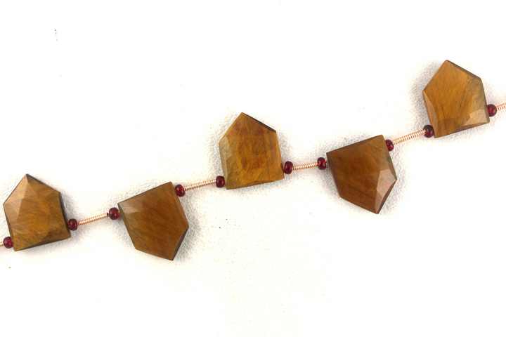 Nice Collection 1 Strand Natural Brown Tiger Eye Gemstone Faceted Pentagon Shape Briolette Beads Making Jewelry