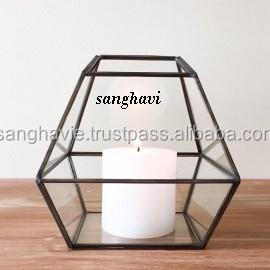 Terrario Piramidal Colgante de Latón con Vidrio, Decoración para el Hogar, Terrario para Plantas y Flores, Diseño Elegante, Floreros - Product Image 3