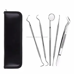 Kit de détartrage dentaire acier inoxydable, kit médical de haute qualité pour hygiène dentaire, ensemble de nettoyage des dents, 5 pièces - Product Image 1