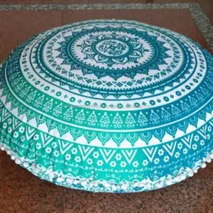 Grand rond Tribal psychédélique Mandala méditation oreillers de sol tapisserie indienne bohème Pouf jeter Boho housse de coussin de sol - Product Image 1