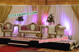 Boda elegante oro muebles última indio de diseño de la boda de oro sofá boda arco tipo de decoración - Product Image 2