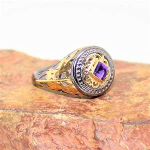 Último 18K oro y plata 925 esterlina amatista natural piedra preciosa anillo apilable joyería de moda para mujer regalo venta al por mayor fábrica - Product Image 5