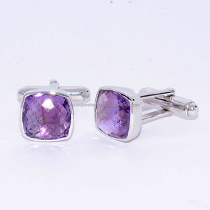 925 Sterling <b>Silver</b> Amethyst gemstone Cufflinks - Product Image 1