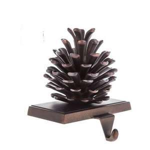Cast Iron Pine <b>Christmas</b> <b>Stocking</b> Holder Antique Copper - Product Image 1