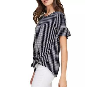 T-shirt col ras du cou à rayures imprimé pour femme, haut de sport, Collection du Bangladesh, - Product Image 1