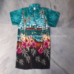 Multi Colours Polyester & Rayon Silk Screen Printed Men's Hawaii Style Shirts for Beach Wear Wholesale From India - Product Image 2