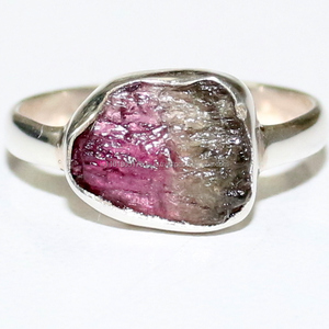 Handmade 925 Sterling Silver Fine <b>Jewelry</b> New Design Raw Watermelon Tourmaline Rings <b>Diamond</b> Set Bulk Wholesale Manufacturer - Product Image 3
