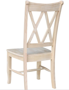 Silla de comedor con respaldo doble X de madera maciza, muebles para el hogar sin terminar - Product Image 3